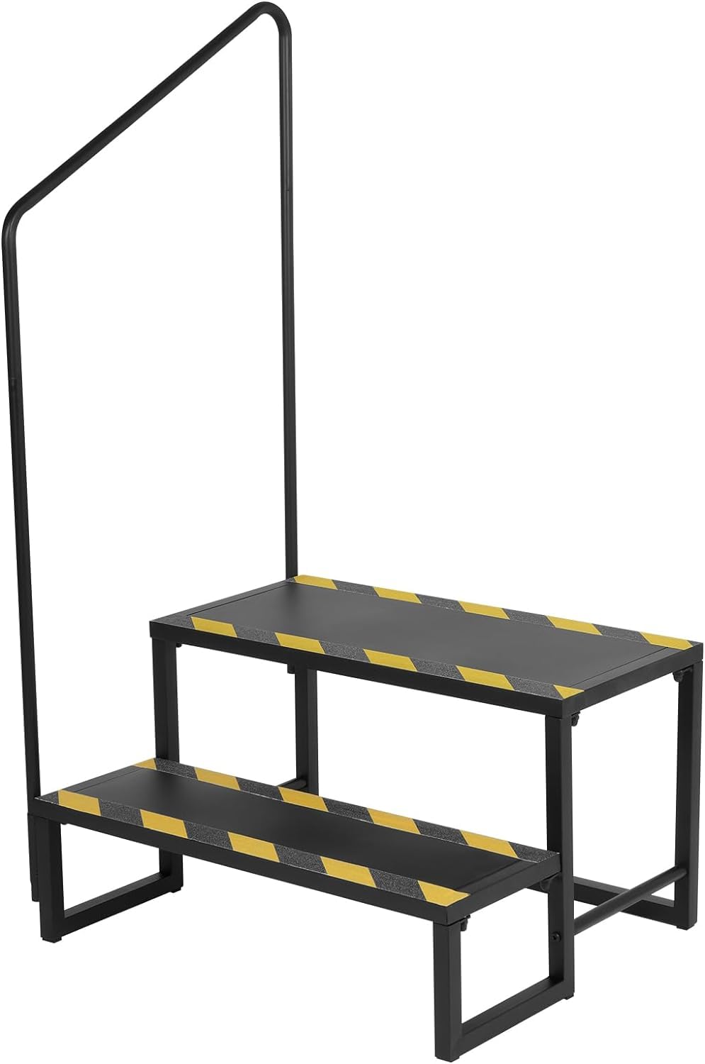 bimiti RV Stairs with Adjustable Handrails 2 Steps Hot Tub Steps Updated Mobile Home Stairs Steps Outdoor RV Steel Step Ladder Support for RVs&Travel Camper Trailers Motor Home Camper Porch