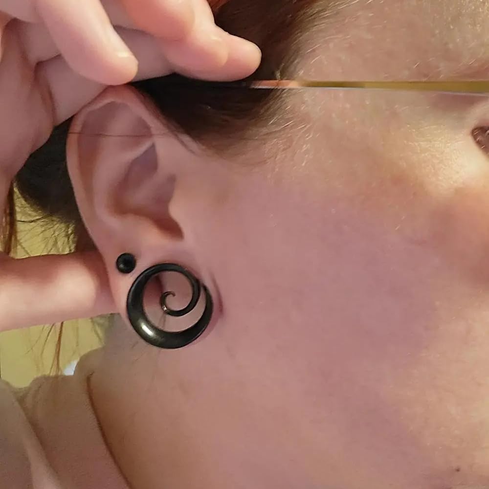 Vankula Ohr Flesh Tunnel Saddles Plug Spirale Edelstahl für Gestreckte Expander Ohrpiercing 8mm bis 25mm