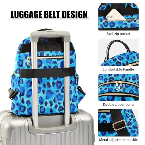 Image of ALAZA Blue Leopard Pattern Animal Medium Backpack Purse for Women Travel Bag Fashion Daypack Back Pack Shoulder Bag