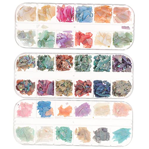 Beatifufu 3 Boxes Sea Shell Nails Abalone Shell Slices DIY Manicure Charm Glitter Patch Stickers Shell Flakes Nail Art Decor for Women