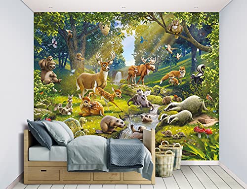 Papier peint animaux de la forêt Walltastic 43060 multicolore