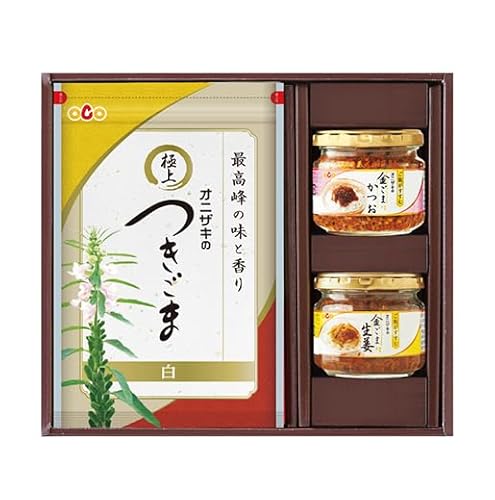 オニザキ 白金セット つきごま 金ごまかつお 金ごま生姜 佃煮 2種 セット いりごま すりごま しょうが b-226