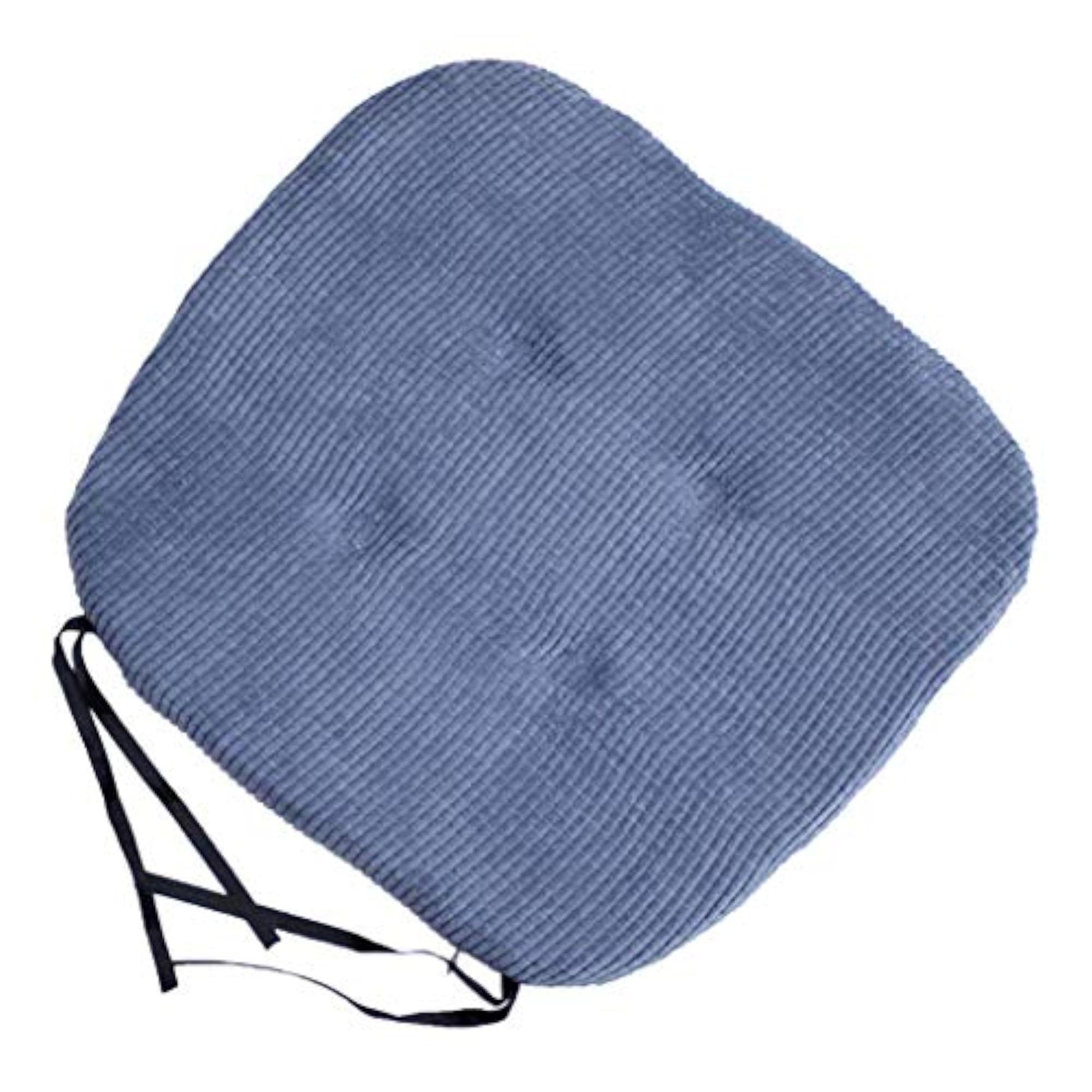 Square Cotton Chair Cushion with Ties, Dark Blue