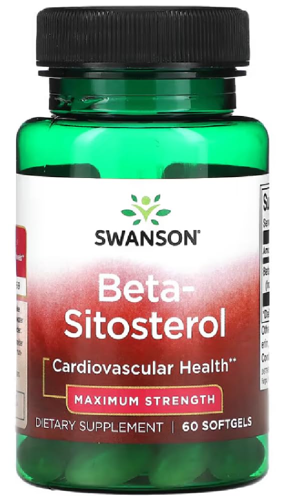 Swansons Swanson - Beta-Sitosterol, Maximum Strength | Prostate and Cholesterol Support - 60 Capsules
