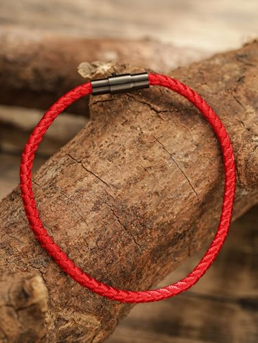 HAQUIL Red Lucky Paracord Bracelet | Durable Unisex Braided Cord with Stainless Steel Closure3