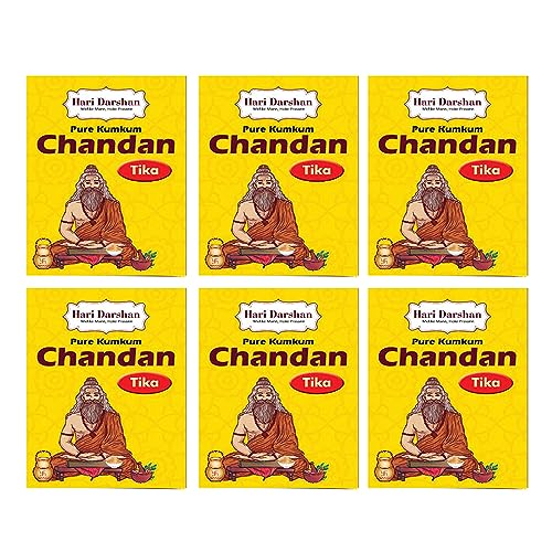 Hari Darshan Pure Kumkum Chandan Tika | Traditional Sandalwood Kumkum Tika for Pooja Havan & Daily Rituals | Long-Lasting Fragrance & Smooth Application for a Divine Experience Pack of 6 (40gm Each)