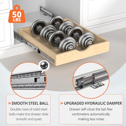 ZOINLIY 15''W X 21''D X 3''H Wooden Pull Out Drawer for Cabinet, Cabinet Organizer for Kitchen, Soft Close Slide Out Shelves, Heavy Duty, Full-Extension by ZOINLIY - Used condition - Image 3
