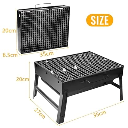 Auauraintt Kompakter Mini Grill BBQ - Holzkohle, tragbar & klappbar,Tischgrill Campinggrill Picknickgrill,für Picknick, Garten, Terrasse, Camping, Reisen – Bild 3