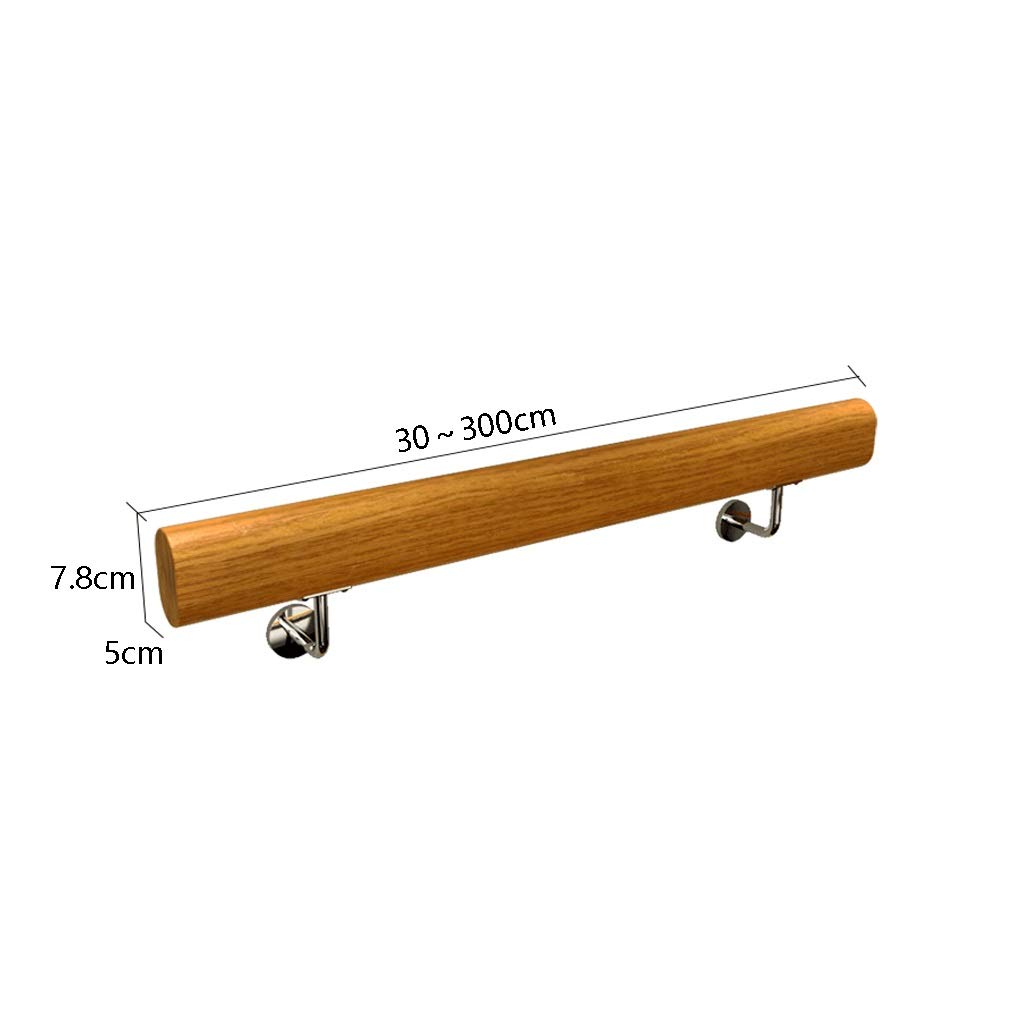 Escaleras Barandillas de Madera, Varillas de Soporte de Pasillo de Pasamanos Antideslizantes para Ancianos de Loft Interior, 2 Soportes de Acero Inoxidable, 30～300 cm (Size : 50cm)
