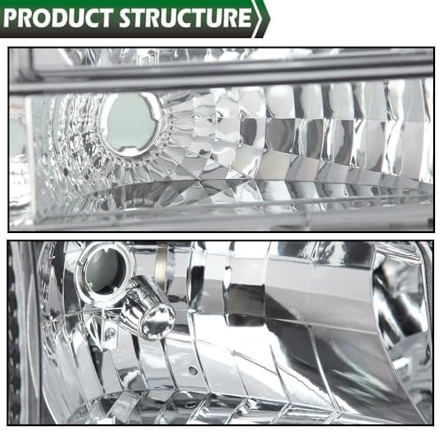Image of GRAND ORANGE Headlights Bumper Lamps Fit Ford F150 Bronco 1992-1996,Clear | Headlamps w /Corner Signal Lamp,Fit 1992-1997 Ford F250 F350 F Super Duty,1 Pair,Clear Lens Chrome Housing Clear Reflector