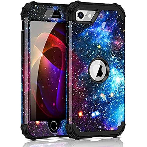 Miqala for iPhone SE 2022/2020 Case,Shiny in The Dark Three Layer Heavy Duty Shockproof Hard Plastic Bumper +Soft Silicone Rubber Protective Case for Apple iPhone SE(3rd Gen/2nd Gen) 4.7 inch,Blue Cover