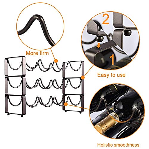 Soporte apilable para 12 botellas de vino negro mate miniatura 5