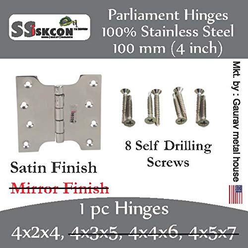 Ssiskcon Parliament Door Hinge Wide Throw Expandable Swing Clear Reversible Interior Exterior Nrp Satin32D Stainless Steel 4 Inch X 2 Inch X 4 Inch With 8 Self Drilling Screws (Pack Of 3) #TOP3