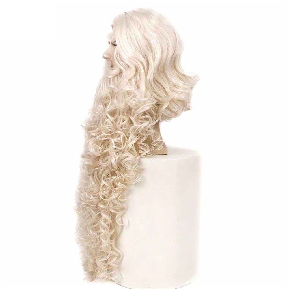 Sanfly Ensemble De Déguisement De Père Noël Amusant avec Barbe, Perruque Sourcils Longs Bouclés, Idéal pour Halloween Noël.