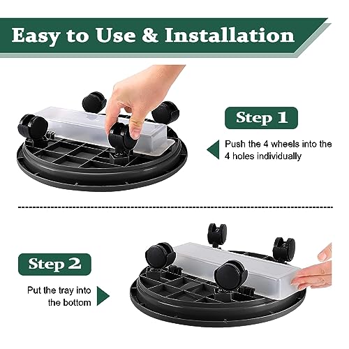 Looca BLACK Plant Caddy With Wheels And Drainage Tray, 13"Rolling Plant Stand Flower Pot Mover thumb #4