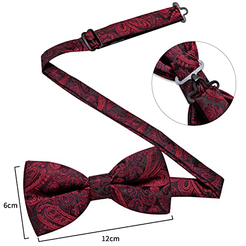 Image of DiBanGu Pre-Tied Bow Ties for Men Silk Adjustable Tuxedo Bowties Pocket Square Cufflinks Set with Lapel Pin Jacquard Woven