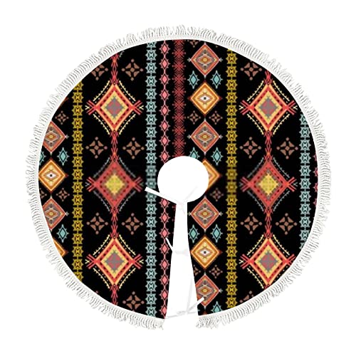 36 Inch Christmas Tree Skirt Ethnic Boho Geometric Tree Skirt Mat Decoration Holiday Party Farmhouse Xmas Tree Matfor Home Indoor Outdoor #TOP6