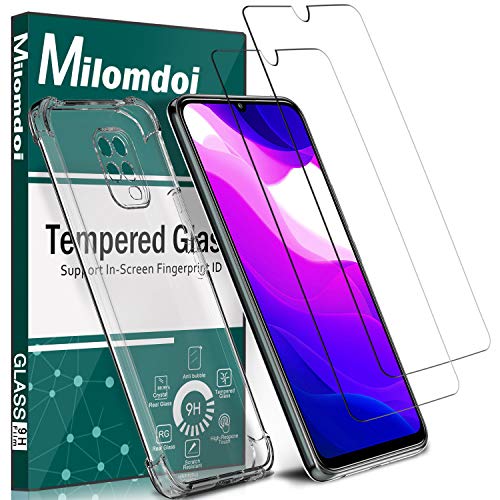 Milomdoi Verre Trempé pour Verre Trempé Xiaomi Mi 10 Lite 5G + Coque, 2 Pack avec TPU Coque,【Couverture Extrême】【Super Adsorption】 Excellent Protecteur pour Xiaomi Mi 10 Lite 5G-Clair Cover