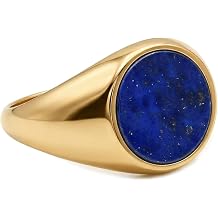 Natural Lapis Lazuli Ring 14k Gold Plated Handmade Gemstone Ring Lapis Lazuli Mens Ring Statement Men's Jewelry Gift for Mens