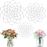 CUVZORA 3 Stück Blumenretter Stielhalter Blumen, Blumenstrauß Arrangementhalter, DIY Blumenarrangements Blumenfrosch, Blumen Bouquet Twister, Blumengitter für Vasen(Silber)