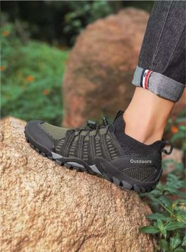 Men's Outdoor Stretch Mesh Hiking Shoe Comfortable Low Sneaker Lightweight Breathable Non-Slip Trekking Trails Shoes Casual Portable Slip on for Beach Fishing Water Sandals4