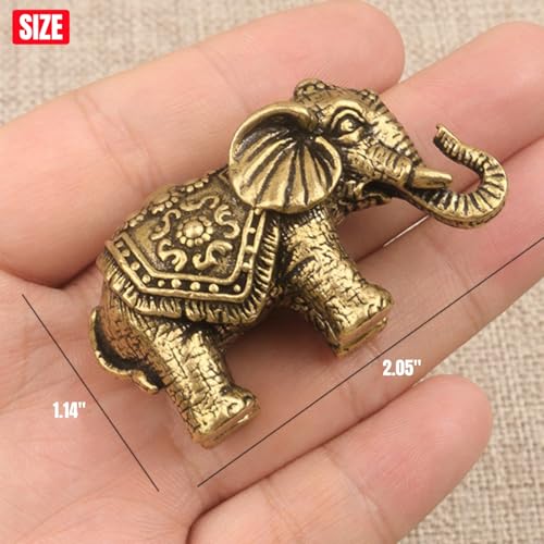 Estatua miniatura de elefante en latón sólido, 2 piezas miniatura 5