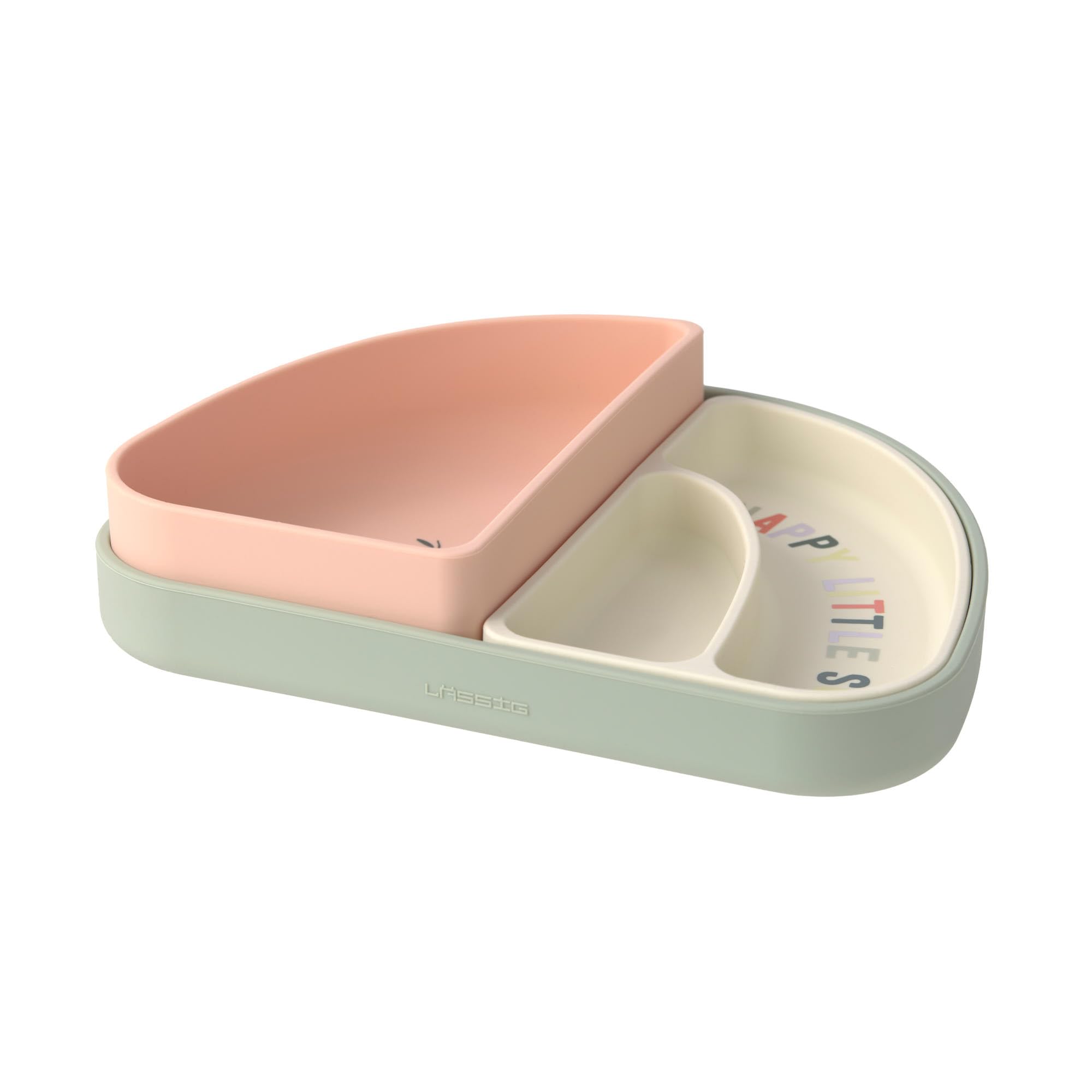 LÄSSIG Baby Kinder Geschirrset Silikon Teller Schüssel Snackteller/Silicone Dish Set Happy Fruits Cherry
