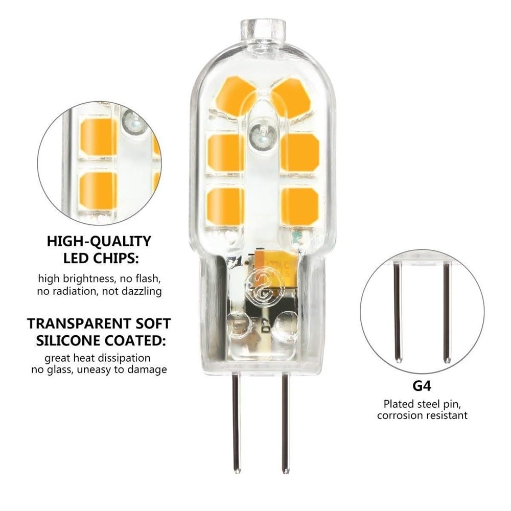 YSJX Lighting, Confezione da 20, Lampadina LED 2W G4 Base Bi-Pin Lampada a Mais AC220V [Classe di efficienza energetica A++](6000k Cold White)