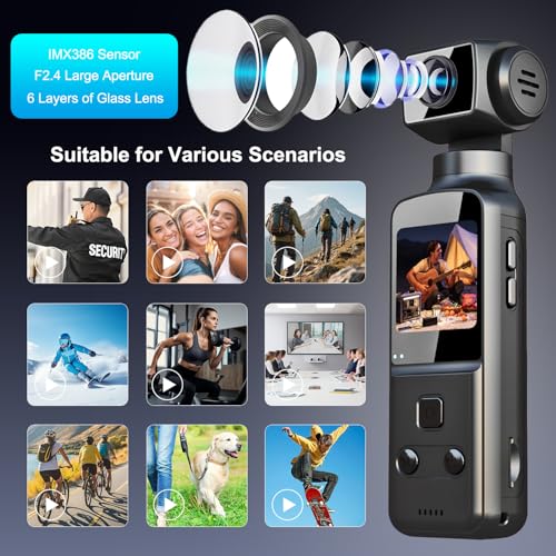 Image of Wearable Body Camera with 270 Rotatable Lens for POV Vlogging, 5K Clip-On Pocket Cam for Cycling, Travel and Daily Life, with External Mic, 64GB TF Card and Waterproof Case