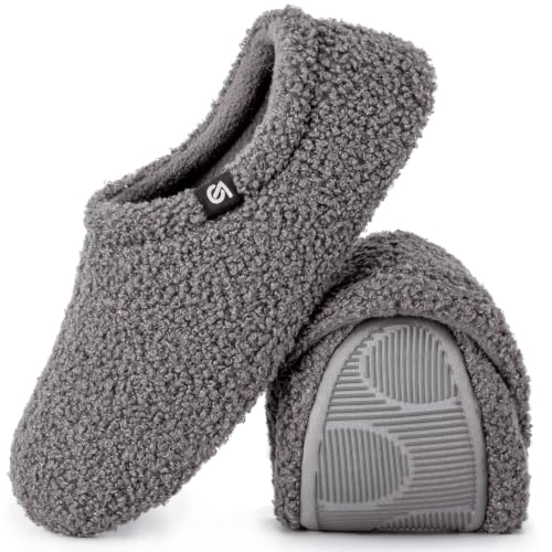 VeraCosy Damen Filz Hausschuhe Memory-Schaum, Grau, 40/41 EU Weit