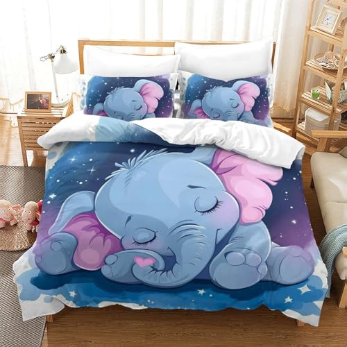 Housse de couette 3D éléphant microfibre douce et anti-plis 220x240cm - 2