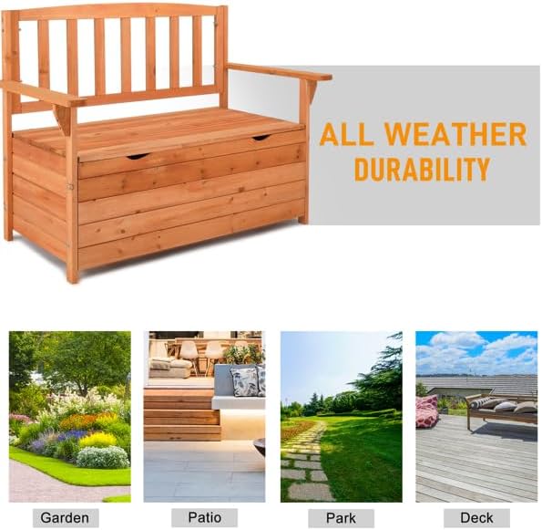44.09" Outdoor Storage Bench, Deck Box Bench, Storage with Seating for Patio, Outdoor, Pool,Storage Bench Deck Box for Patio Furniture, Garden Decor and Outdoor Seating