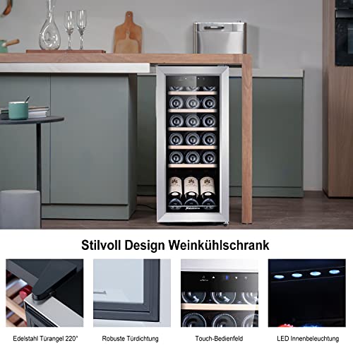 Kalamera Weinkühlschrank, 18 Flaschen 51 Liter Weinkühlschrank klein mit Kompressor, 5-18°C Kühlzone, KRC-51FCSS – Bild 6