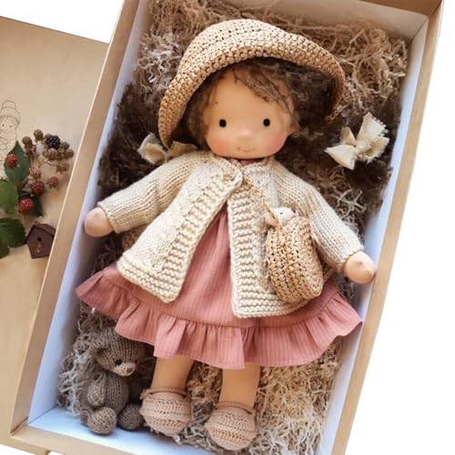 Muñeca de trapo con caja Muñeca de trapo de 11x2x5 pulgadas con sombrero Bolsa Zapatos y más decoración Lindos juguetes de muñecas de peluche para bebés y niños pequeños Muñecas de cumpleaños navid