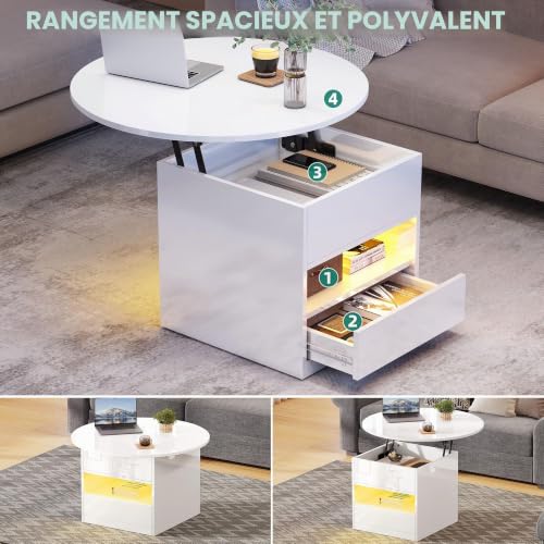 Table basse ronde réglable pour optimiser les petits salons encombrés - 6