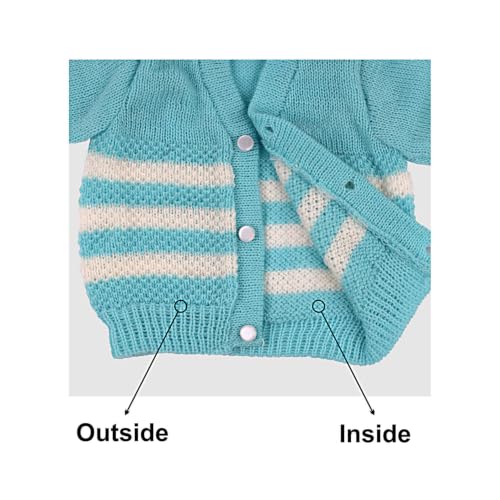 Image of Baby Girl's Soft Woolen Knitted Suit(Firozi, 6 to 12 Months) 3 Pcs Set