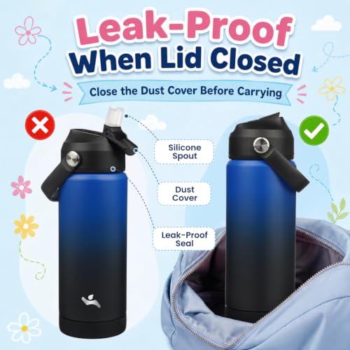 Image of Konokyo 18 oz Insulated Stainless Steel Sports Water Bottle with Straw Lid