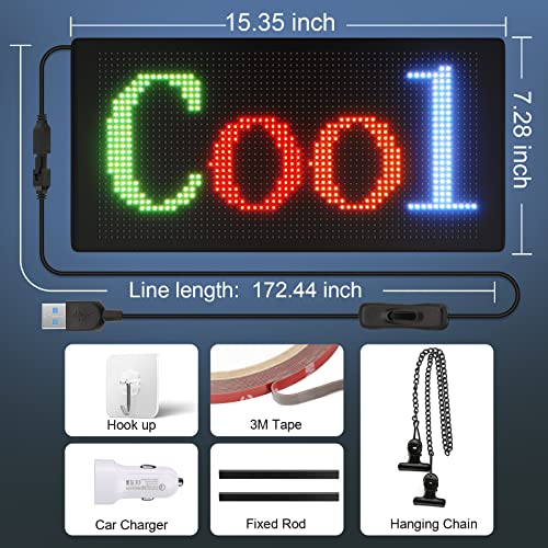 Vdikks Programmable Led Sign, Flexible 32X64 Pixel Matrix Panel Business Led Window Sign Message Scrolling, Easy Animation, Photo Upload For Store Banner/Door Sign/Advertising 15.35X7.28 Inch #TOP6