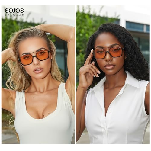 SOJOS Trendy Aviator Sunglasses for Women Men Polarized Retro Square Y2K Oversized Sun Glasses SJ26593
