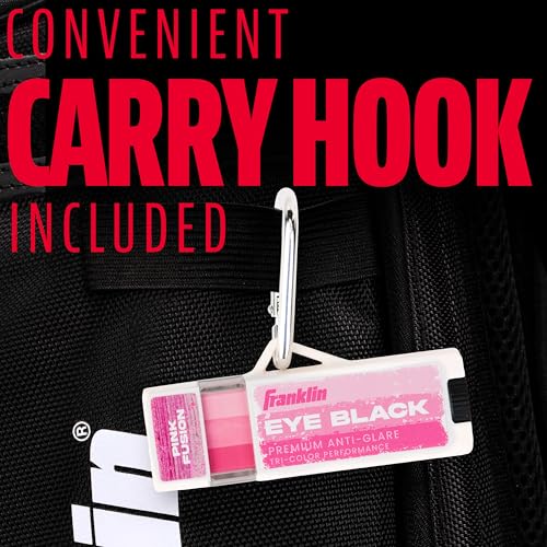 Image of Franklin Sports Eye Black Stick - Pink Fusion | Reduces Sun + Stadium Glare, Non-Toxic Beeswax Formula, Smudge-Proof for Lacrosse + Game Day, Includes Carabiner Clip