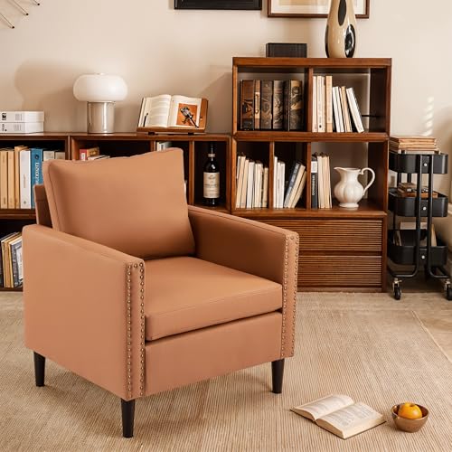 Sillón moderno piel sintética color marrón miniatura 4