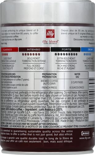 Image of Illy Intenso Ground Drip Coffee, Bold Roast, Intense, Robust And Full Flavored With Notes Of Deep Cocoa, 100% Arabica Coffee, No Preservatives, 8.8oz (Pack Of 6)