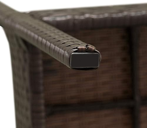 Miniatura 9 de Juego de 3 muebles de patio al aire libre, juego de conversación de mimbre para exteriores, moderno juego de bistró con mesa auxiliar para patio,