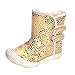 Zapatos de Primeros Pasos Botas de Bebés Decoración de Hogar Juguete Educativo - Blanco + Oro, 12-18 meses