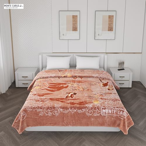 Image of Monte Carlo Heavy Winter Double Bed Blanket Emperor 2 Ply 890 GSM | 4.5 KG (Width 2.20 M X Length 2.40 M) Browm