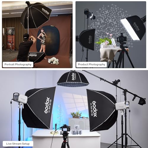 Godox UL Series 12\"x18\" / 30x45cm Quick Release Ultra-Fold Compact Rectangle Softbox with Bowens Mount, Versatile Small Soft Light for Headshots & Tabletop Photography, Compatible with Godox V1, AD200