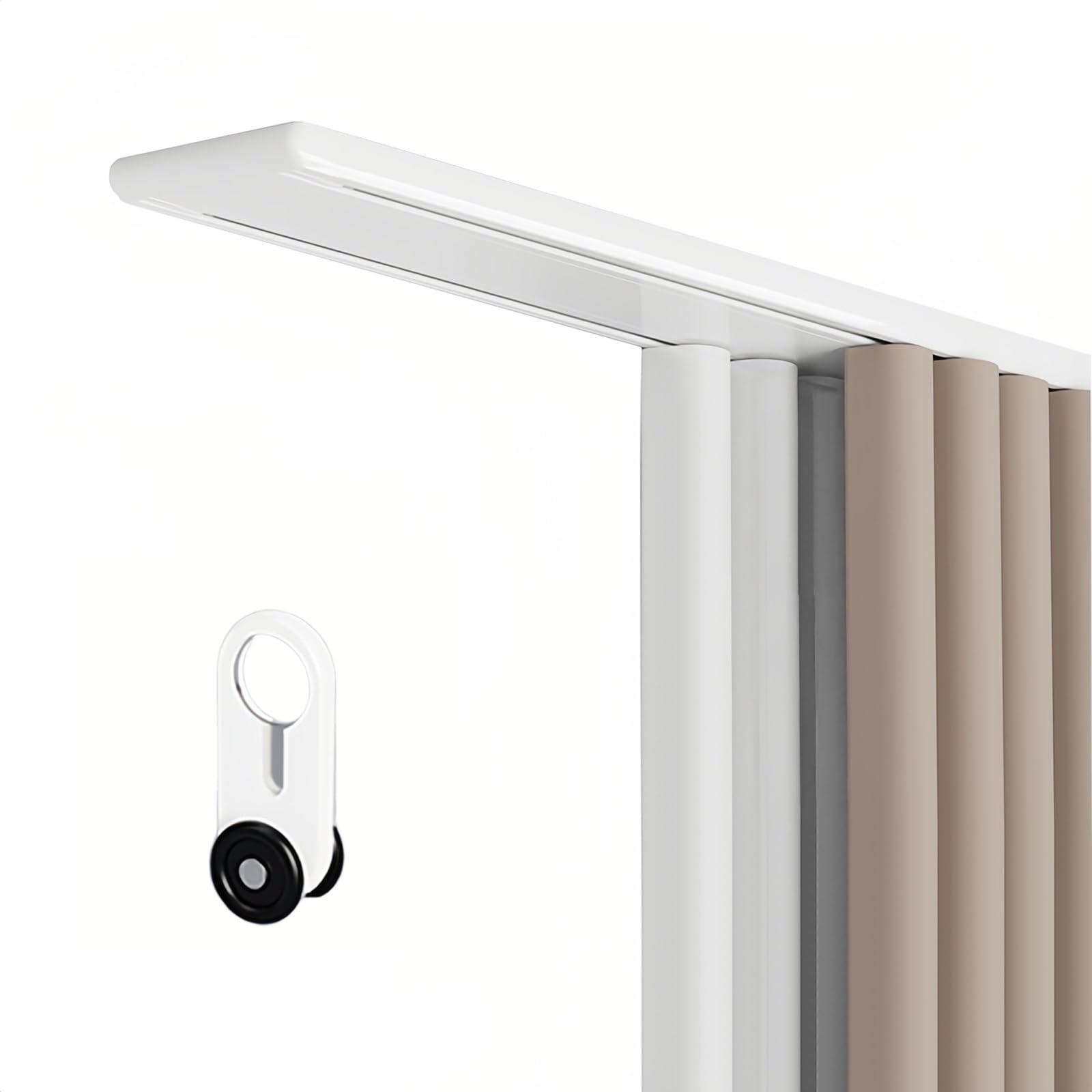 Système de tringle à rideaux double en aluminium facile à installer, séparateur de pièce de 290 cm, tringle à rideau blanche pour une utilisation familiale, parfaite pour la décoration de la maison.