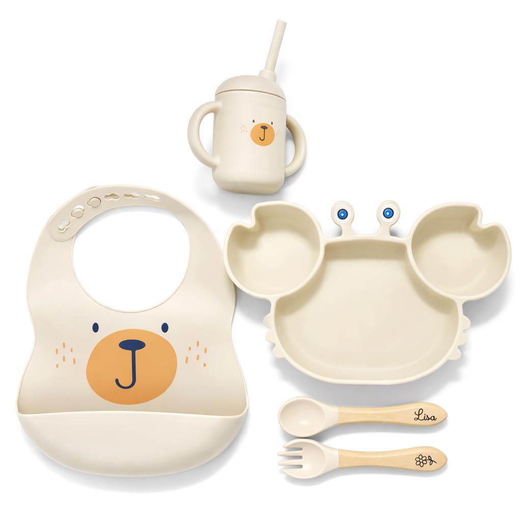 Cadeau de naissance personnalisé : le coffret repas bébé complet en silicone