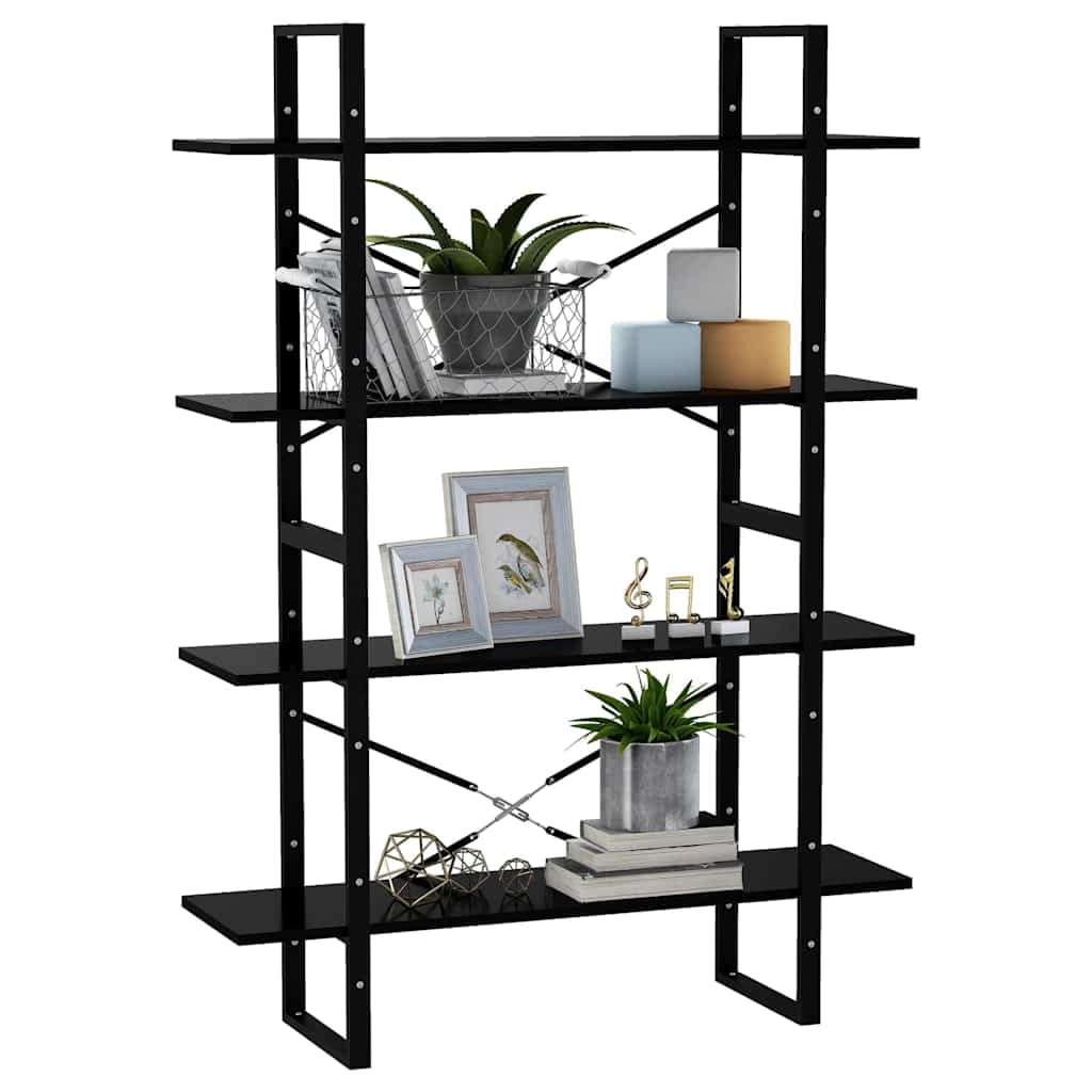 Bibliothèque sur pied à 4 compartiments Noir 100 x 30 x 140 cm