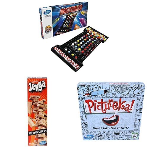 Hasbro Gaming Mastermind & Classic Jenga, Hardwood Blocks, Stacking Tower Game for Kids Ages 6 +, 1 or More Players & Pictureka! Board Game for Family and Kids Ages 6+, Multicolor